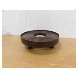 Devault Enterprises 12 in. Round HDPE Espresso Plant Dolly/Caddy with Hole
