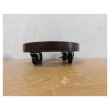 Devault Enterprises 12 in. Round HDPE Espresso Plant Dolly/Caddy with Hole