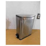 Home Zone Living 3 Gal. Slim Rectangular Stainless Steel Bathroom Trash Can with Soft-Close Lid and Step Pedal, Silver