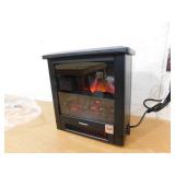 TURBRO Suburbs 18in. Freestanding Electric Quartz Fireplace Stove Furnace, Realistic Dancing Flame Effect and Thermostat, Black