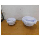 (5) Bloem Grecian 18 in. & 10in. Casper White Plastic Urn Planter