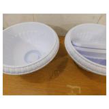 (5) Bloem Grecian 18 in. & 10in. Casper White Plastic Urn Planter