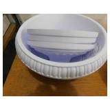 (5) Bloem Grecian 18 in. & 10in. Casper White Plastic Urn Planter