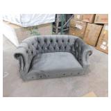 Noble House Milani 52 in. Gray/Dark Brown Velvet 2-Seat Loveseat with Nailhead Trim