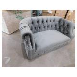 Noble House Milani 52 in. Gray/Dark Brown Velvet 2-Seat Loveseat with Nailhead Trim