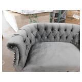 Noble House Milani 52 in. Gray/Dark Brown Velvet 2-Seat Loveseat with Nailhead Trim
