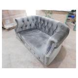 Noble House Milani 52 in. Gray/Dark Brown Velvet 2-Seat Loveseat with Nailhead Trim