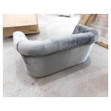 Noble House Milani 52 in. Gray/Dark Brown Velvet 2-Seat Loveseat with Nailhead Trim