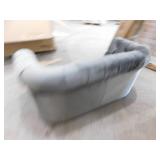 Noble House Milani 52 in. Gray/Dark Brown Velvet 2-Seat Loveseat with Nailhead Trim