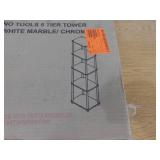 Convenience Concepts Designs2Go 63.25 in. White Faux Marble/Chrome Particle Board 5-Shelf Tower Bookcase
