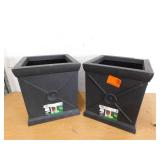 (2) Vigoro Eldon Large Modern Slate Black Fiberglass Self-Watering  Planter (15 in. L x 15 in. W x 16 in. H)