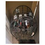 Oval Metal Wine Rack with Ornate Scrollwork - 47-Inch Tall