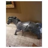 Large Metal Horse Statue with Saddle - Indoor Decor Sculptural Figure