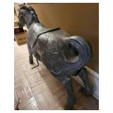 Large Metal Horse Statue with Saddle - Indoor Decor Sculptural Figure
