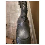 Large Metal Horse Statue with Saddle - Indoor Decor Sculptural Figure