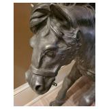 Large Metal Horse Statue with Saddle - Indoor Decor Sculptural Figure