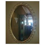 Vintage Ornate Gold Carved Oval Mirror Frame with Glass