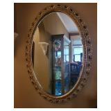 Vintage Ornate Gold Carved Oval Mirror Frame with Glass