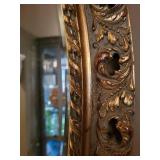 Vintage Ornate Gold Carved Oval Mirror Frame with Glass