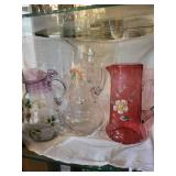 Three Floral Vintage Glass Vases with Hand-Painted Daisy Motifs