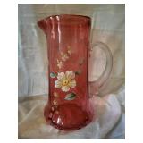 Three Floral Vintage Glass Vases with Hand-Painted Daisy Motifs