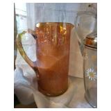 Three Glass Pitchers with Floral and Scroll Patterns (Lot of 3)