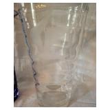 Glass Vases - Tall Grid-Pattern Cylinder Vase & Clear Frosted Swirl Vase (Lot of 2)