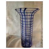 Glass Vases - Tall Grid-Pattern Cylinder Vase & Clear Frosted Swirl Vase (Lot of 2)
