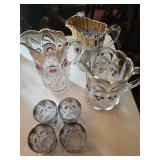 Crystal Glass Pitchers & Tumblers Set with Pink Accent Gems (Assorted)