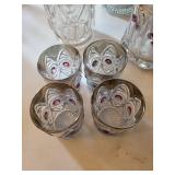 Crystal Glass Pitchers & Tumblers Set with Pink Accent Gems (Assorted)
