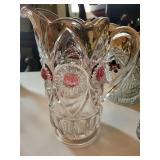 Crystal Glass Pitchers & Tumblers Set with Pink Accent Gems (Assorted)