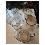 Crystal Cut Glass Pitcher with Scalloped Rim - Assorted Crystal Glassware Set