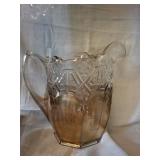 Crystal Cut Glass Pitcher with Scalloped Rim - Assorted Crystal Glassware Set
