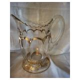 Crystal Cut Glass Pitcher with Scalloped Rim - Assorted Crystal Glassware Set