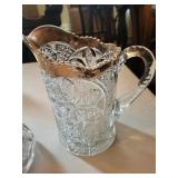 Crystal Cut Glass Pitcher with Scalloped Rim - Assorted Crystal Glassware Set