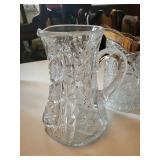Crystal Cut Glass Pitcher with Scalloped Rim - Assorted Crystal Glassware Set