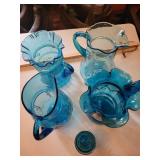 Carnival Glass Pitchers - Assorted Vintage Glassware with Geometric Patterns
