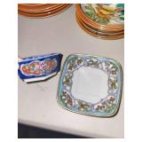 Assorted Chinese Porcelain Tableware Set - Floral Motifs on Teapot, Bowls & Cups