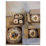 New in Box Legend Turkey Motif Dinnerware Set of 4