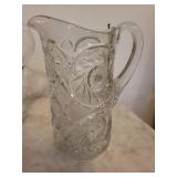 Crystal Glass Pitchers with Floral Etching (Lot of 4)