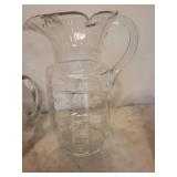 Crystal Glass Pitchers with Floral Etching (Lot of 4)