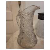 Crystal Glass Pitchers with Floral Etching (Lot of 4)