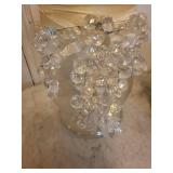 Glass Hurricane Vase Centerpiece with Crystal Bead Garland and Faux Berry Bouquet