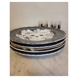 222 Fifth Marbella Skull Porcelain Plate & 2 Glass Tumblers - Dishwasher & Microwave Safe
