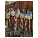 Towle Mfg Co Silverplate Flatware Lot with Ornate Floral Handles