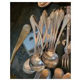 Towle Mfg Co Silverplate Flatware Lot with Ornate Floral Handles