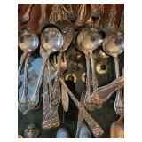 Towle Mfg Co Silverplate Flatware Lot with Ornate Floral Handles