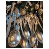 Towle Mfg Co Silverplate Flatware Lot with Ornate Floral Handles