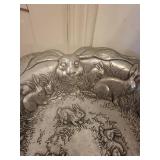 Vintage Silver Plate Bowls with Rabbit and Grapes Relief (Lot of 2)