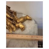 Sezzatini Italy Hand Painted Cherub Plate with Gold Frame and Winged Angel Figurine